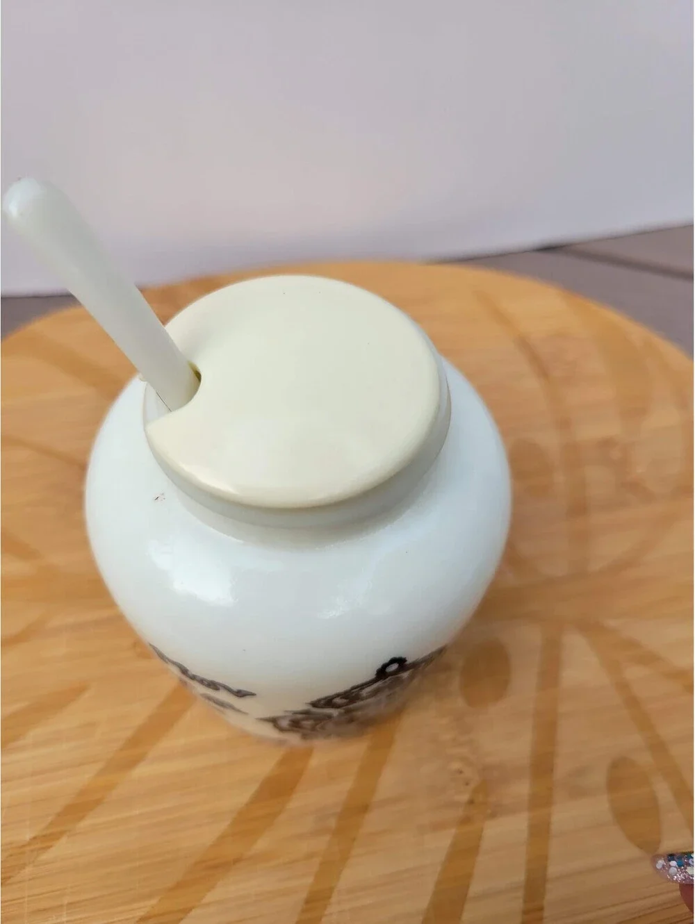 Grey Poupon White Blue Mustard Jar Party Bowl Lid Spoon France Crest